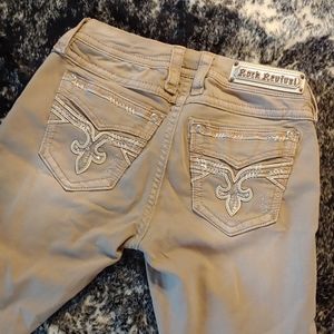 Tan Rock Revival Borts ankle skinny jeans